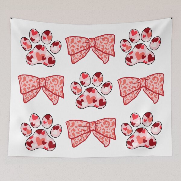 Item preview, pink bows  and dog paw, cute print, t-shirt design, mug decal, cover designed and sold by NatalkaP.