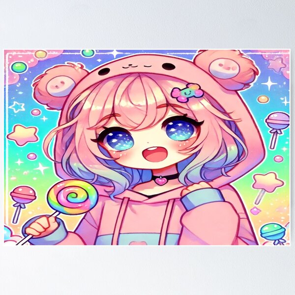 Item preview, Kawaii Girl with Pastel Buns and Lollipop designed and sold by 0Mystica0.