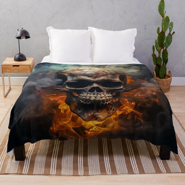 Item preview, Fiery Skull in Smoke Digital Dark Art Masterpiece designed and sold by Amanda's Factory.
