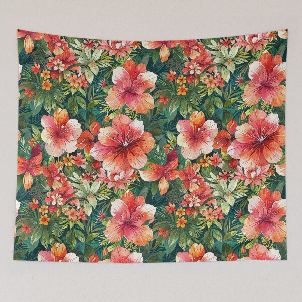 Item preview, Bold tropical flower composition, large red blooms designed and sold by CoolPixels.