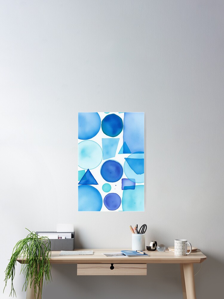 Thumbnail 2 of 3, Poster, Blue Harmony Geometric Abstract designed and sold by ChrisButler.