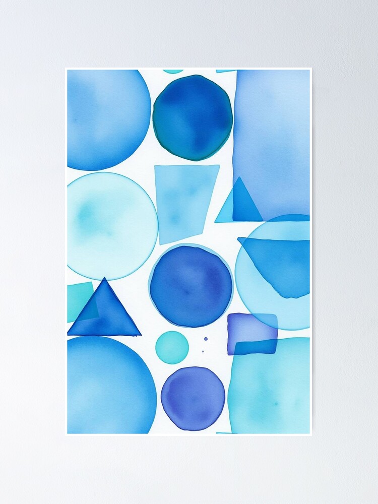 Thumbnail 1 of 3, Poster, Blue Harmony Geometric Abstract designed and sold by ChrisButler.