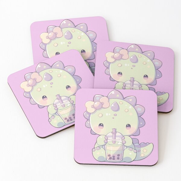 Item preview, Kawaii Pastel Dinosaur Boba Tea designed and sold by NymeriaH.