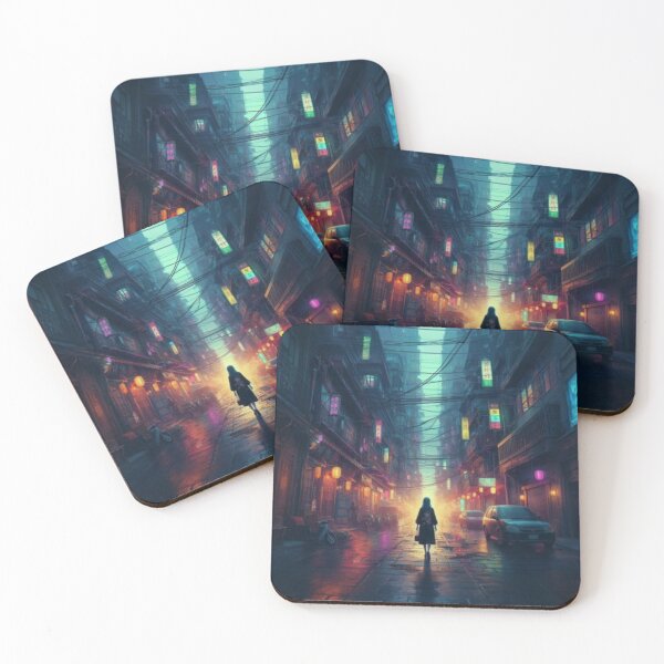 Item preview, AI generated girl walking down street, dystopian fantasy designed and sold by AI-this-is-AI.