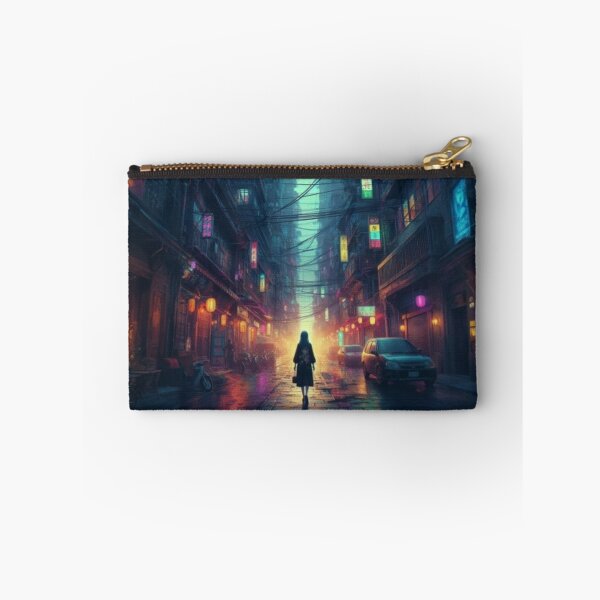 Item preview, AI generated girl walking down street, dystopian fantasy designed and sold by AI-this-is-AI.