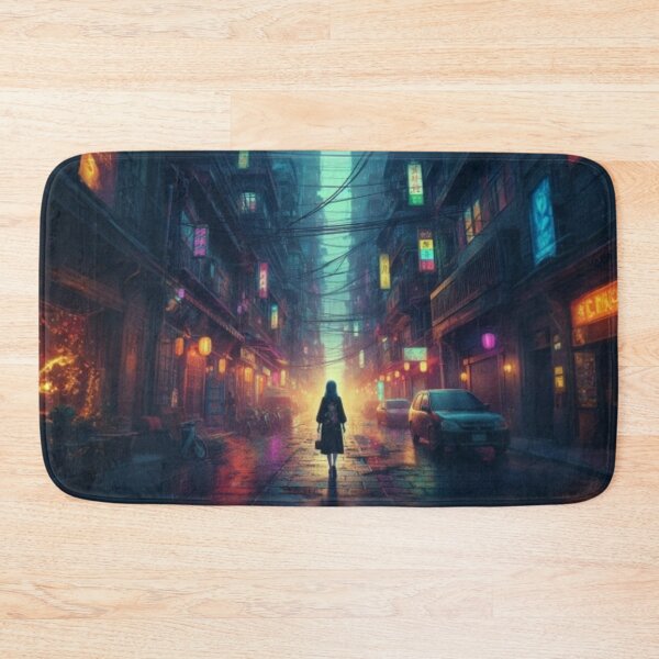 Item preview, AI generated girl walking down street, dystopian fantasy designed and sold by AI-this-is-AI.