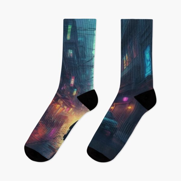 Item preview, AI generated girl walking down street, dystopian fantasy designed and sold by AI-this-is-AI.