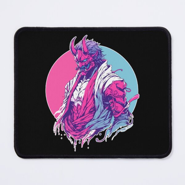 Item preview, Cool Japanese Oni Demon Ogre Samurai Pink Blue designed and sold by TomFrontierArt.
