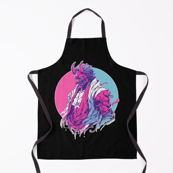 Item preview, Cool Japanese Oni Demon Ogre Samurai Pink Blue designed and sold by TomFrontierArt.