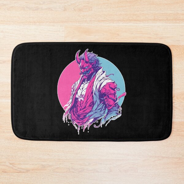 Item preview, Cool Japanese Oni Demon Ogre Samurai Pink Blue designed and sold by TomFrontierArt.