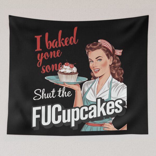 Item preview, Funny Retro Shut Up Cupcakes designed and sold by RebeccaRe.