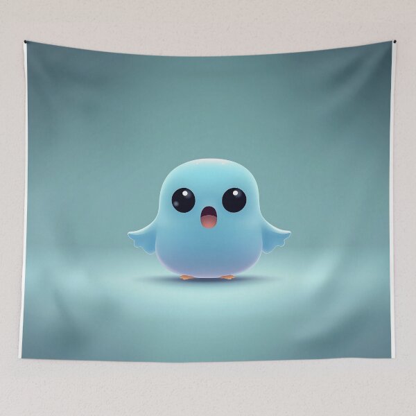 Item preview, Cute Blue Cartoon Bird With Wings designed and sold by GoldenTealArts.