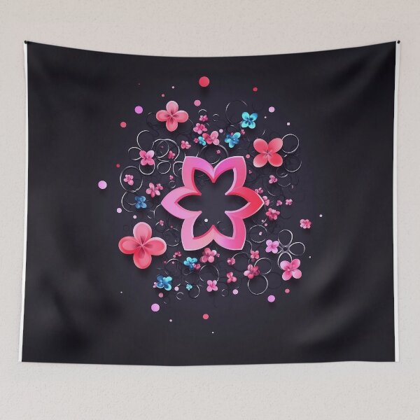 Item preview, Floral Logo with Pink and Blue Flowers designed and sold by GoldenTealArts.