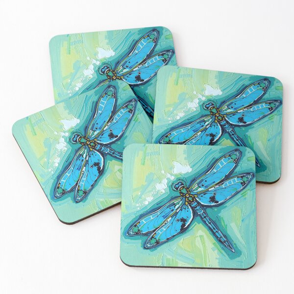 Item preview, Dragonfly Abstract Painting Blue designed and sold by druidwolfart.