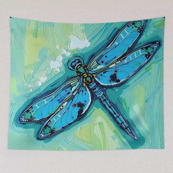 Item preview, Dragonfly Abstract Painting Blue designed and sold by druidwolfart.