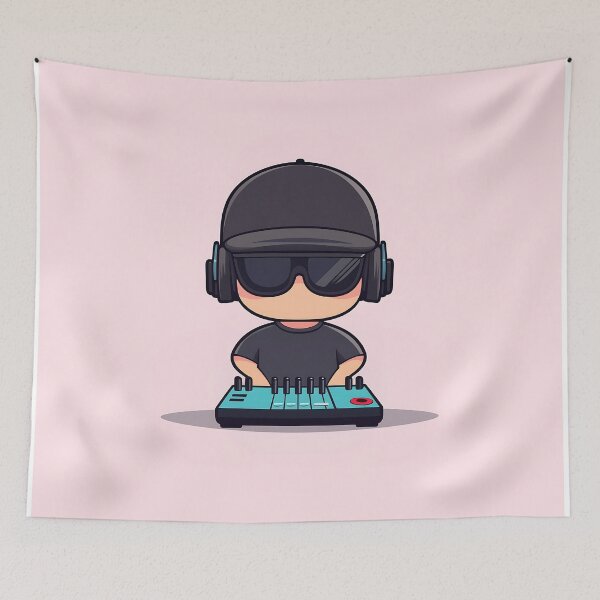 Item preview, DJ Cartoon Mascot Vector Illustration designed and sold by GoldenTealArts.