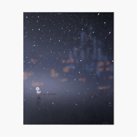 Duckling Caught in the Snow Art Board Print