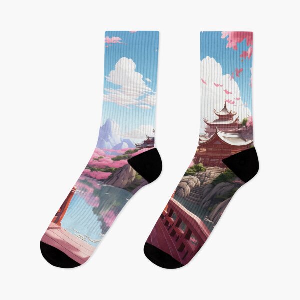 Item preview, Bridge over river with pink trees designed and sold by anytka.