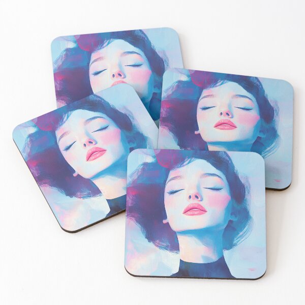 Item preview, Blue soft portrait of a women designed and sold by NeonEdge.