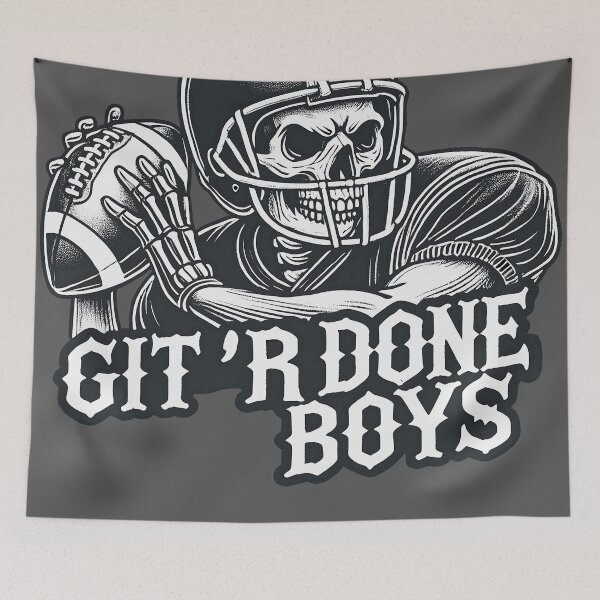 Item preview, Git 'R Done Boys Football Skeleton  designed and sold by CreepyCornerArt.