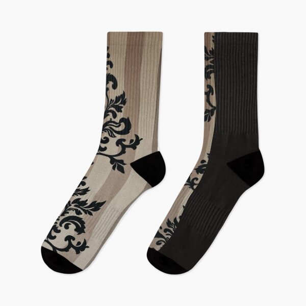Item preview, Beige Stripes & Black Damask designed and sold by DesignsByPrnces.