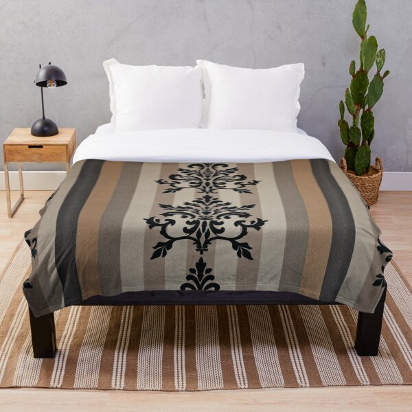 Item preview, Beige Stripes & Black Damask designed and sold by DesignsByPrnces.