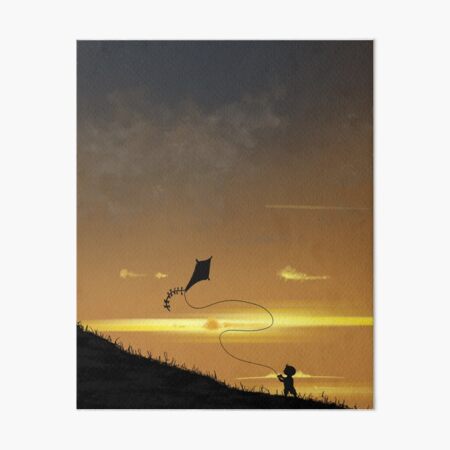 Kite-Flying at Sunset Art Board Print