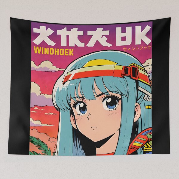 Item preview, Windhoek Namibia Retro Anime Girl 80s Vintage Travel designed and sold by Retro-Anime9.