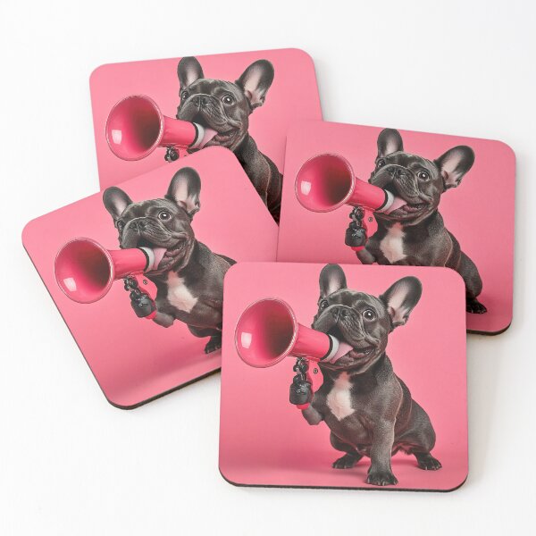 Item preview, French bulldog with a red megaphone designed and sold by anytka.