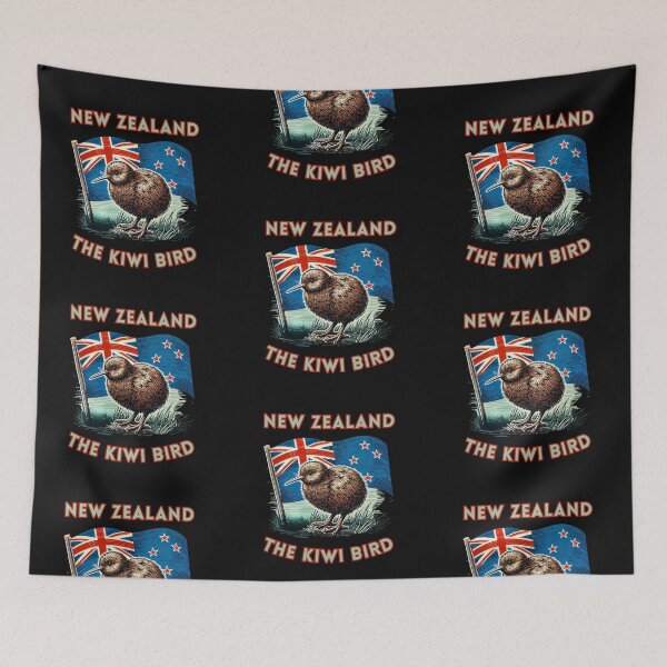 Item preview, Kiwi Bird with New Zealand Flag – Patriotic Wildlife Art designed and sold by Psycho-Crazy.