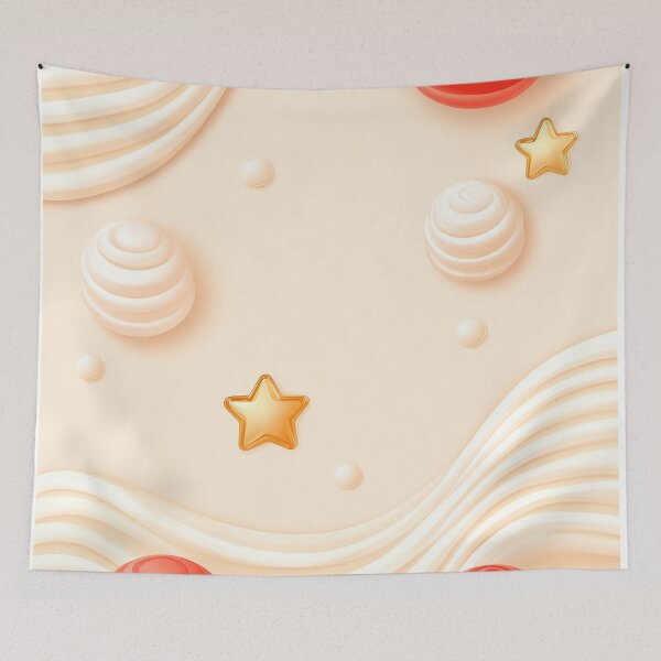 Item preview, Cute Cartoon Background With Red And Beige Spheres And Stars designed and sold by GoldenTealArts.