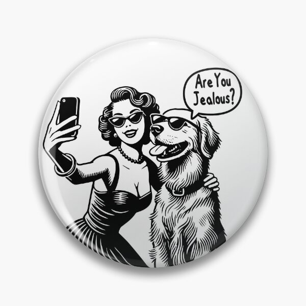 Item preview, Retro Vintage Sassy Lady Selfie with Golden Retriever. designed and sold by shawnfighterlin.