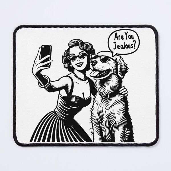 Item preview, Retro Vintage Sassy Lady Selfie with Golden Retriever. designed and sold by shawnfighterlin.