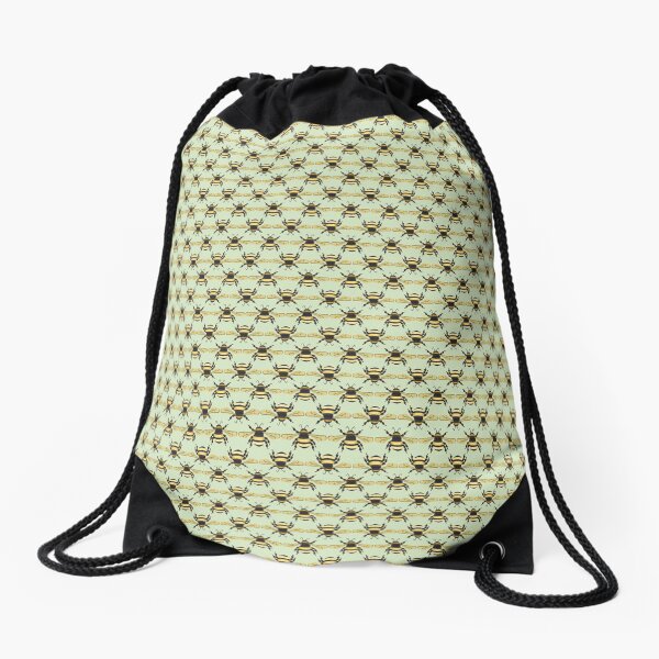 Bumblebee Pattern in Green Drawstring Bag