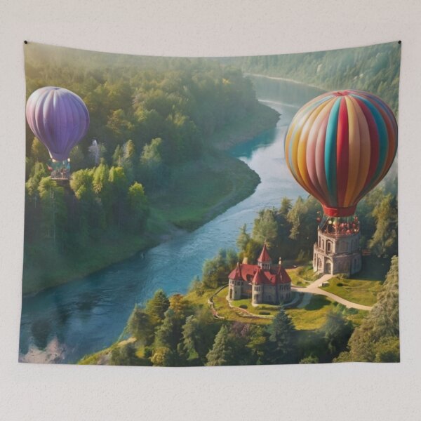 Item preview, Skybound Castle: Magical Airship Over River Valleys designed and sold by BlareBlare.