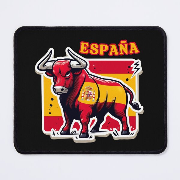 Item preview, Angry Spanish Bull Logo with Spain Flag and España Text designed and sold by Psycho-Crazy.