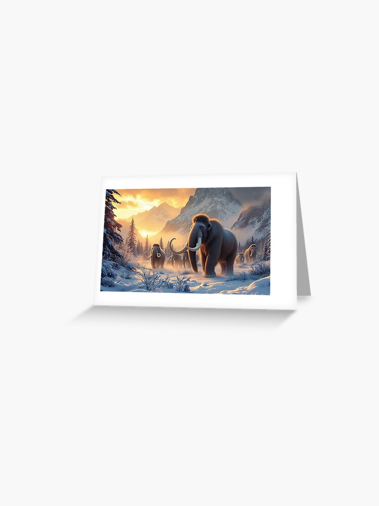 Thumbnail 1 of 2, Greeting Card, Woolly Mammoths designed and sold by LenCarol.