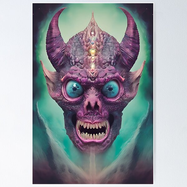 Scary Dark Fantasy Art Style Portrait Design "Malekos" Poster