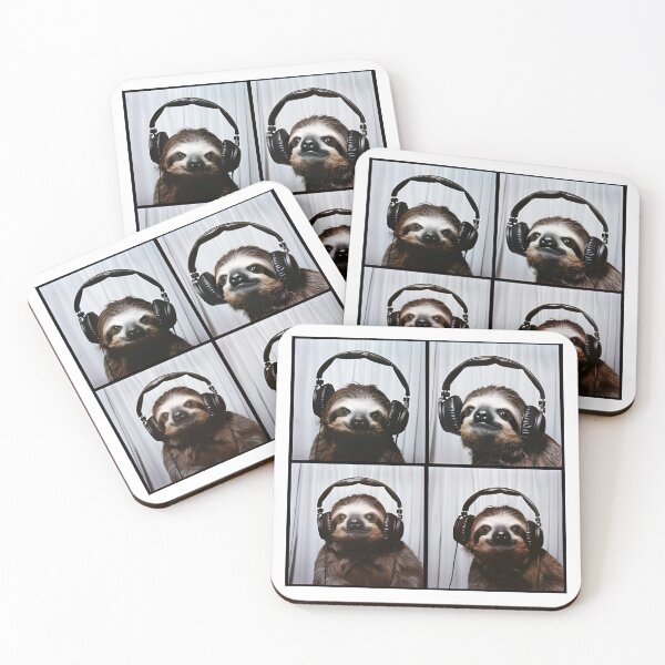 Item preview, Sloth Wearing Headphones Funny Sloth Photograph designed and sold by RockFireMerch.