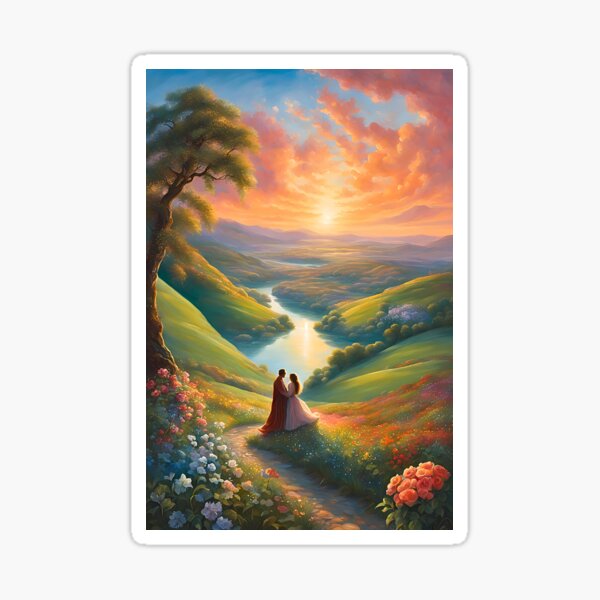 Fantasy Art Style Landscape Design "Fantasy Love" Sticker
