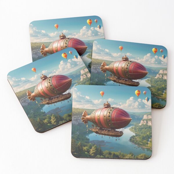 Item preview, Celestial Voyage: Airship Above Magical Mountains designed and sold by BlareBlare.