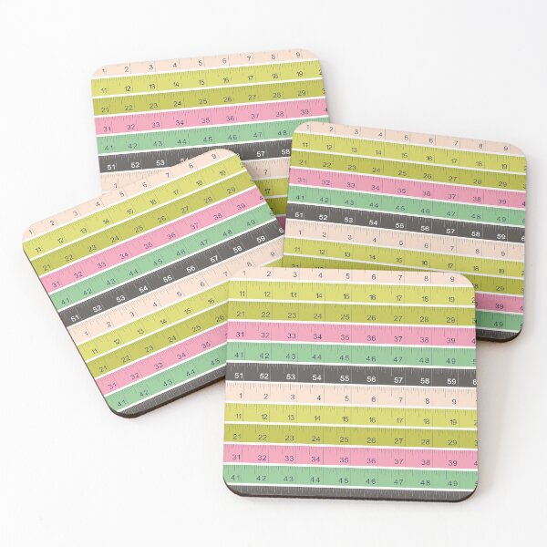 Item preview, Pink and green sewing measuring tape pattern designed and sold by kapotka.