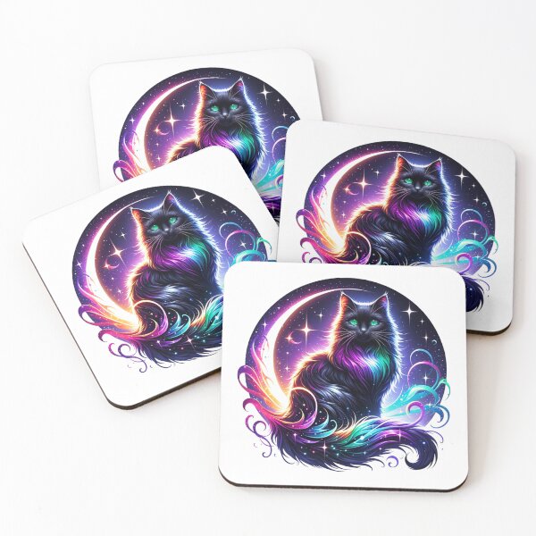 Item preview, "Cosmic Cat Silhouette with Stars and Planets designed and sold by ClothingByLenni.