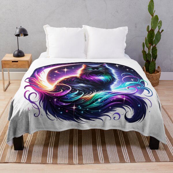Item preview, "Cosmic Cat Silhouette with Stars and Planets designed and sold by ClothingByLenni.