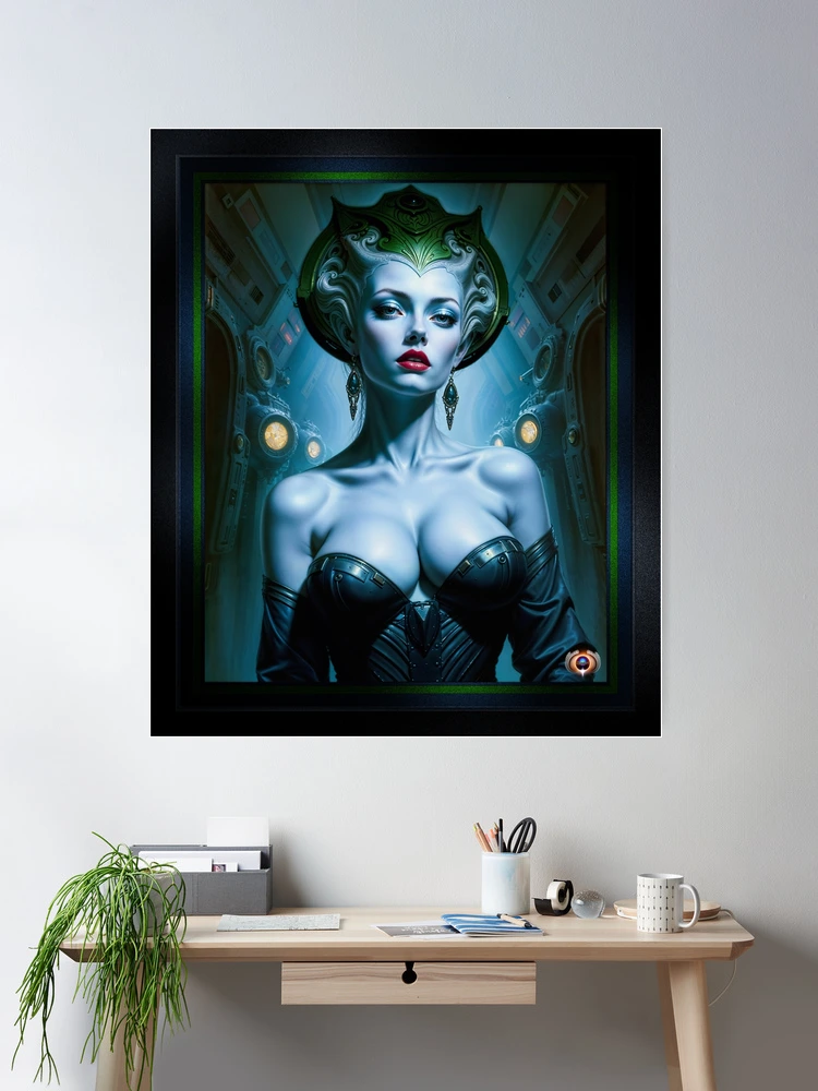 Portrait Of Cresa Veldaledus, A Noblewoman Of Pelkus VII Is An Awe-Inspiring Alluring AI Concept Art by Xzendor7 Room Decor Poster Art Print