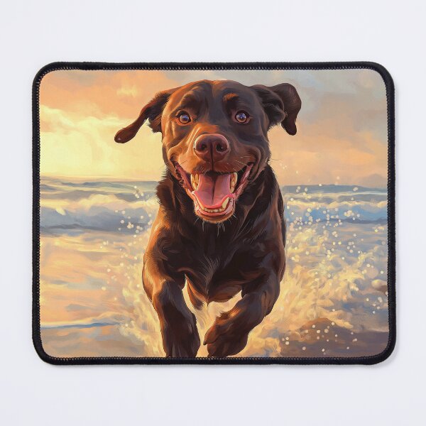 Item preview, Chocolate Labrador's Sunset Splash – Joyful Beach Art designed and sold by Juli M..