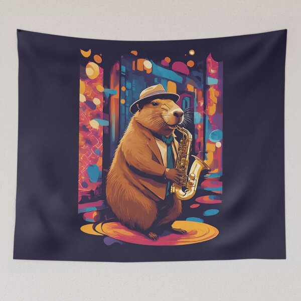 Item preview,  MUSIC SOUL CAPYBARA JAZZ , CAPYBARA, JAZZ designed and sold by GOLDENGARDENART.