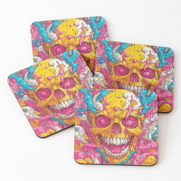 Item preview, Skull Design No 8 in pink, Blue, Yellow & White. designed and sold by Shoot-The-Moon.