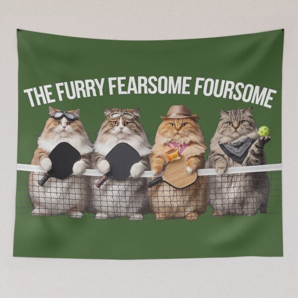 Item preview, Furry Foursome Pickleball Kitties #2 designed and sold by ChonkingHazard.