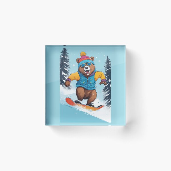 Item preview, Winter Brown  Bear, Snowboard Bear, Snowboard, designed and sold by GOLDENGARDENART.